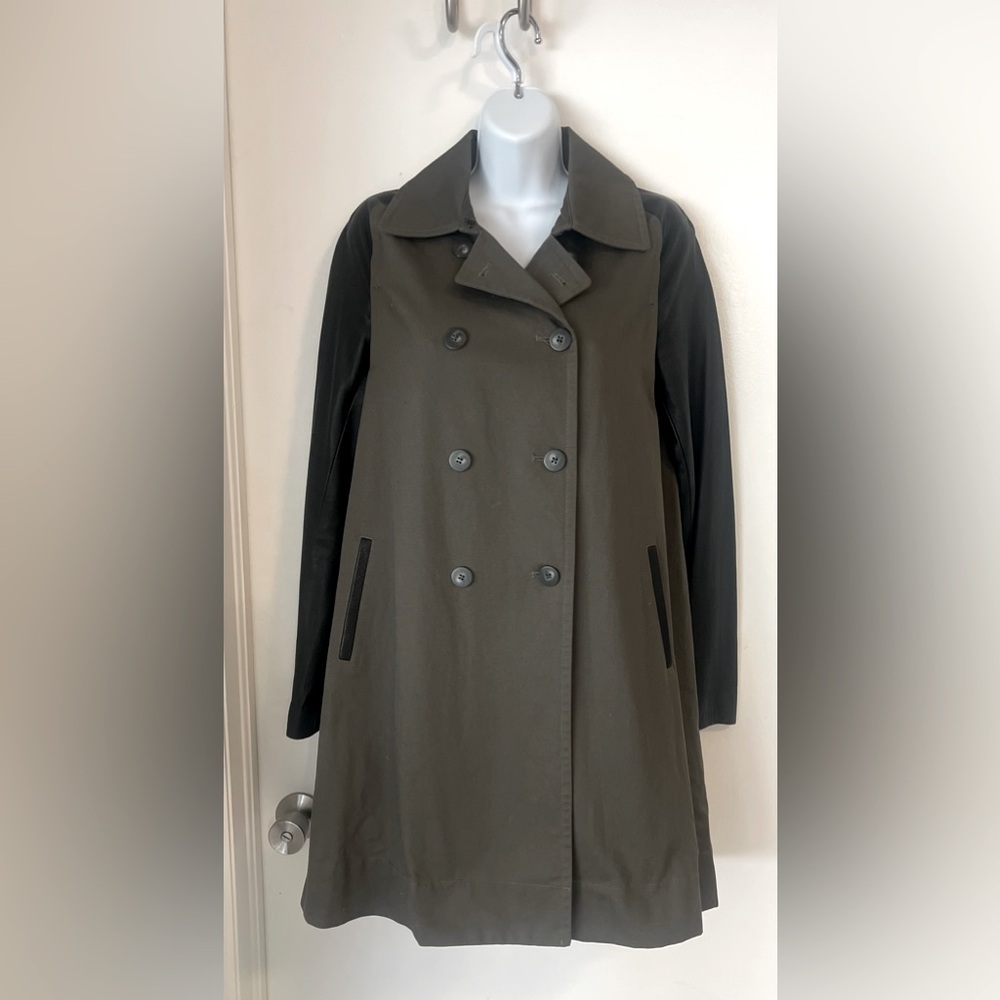 ELIZABETH & JAMES Lamb Leather Sleeve Trench Coat 4 VERY RARE!